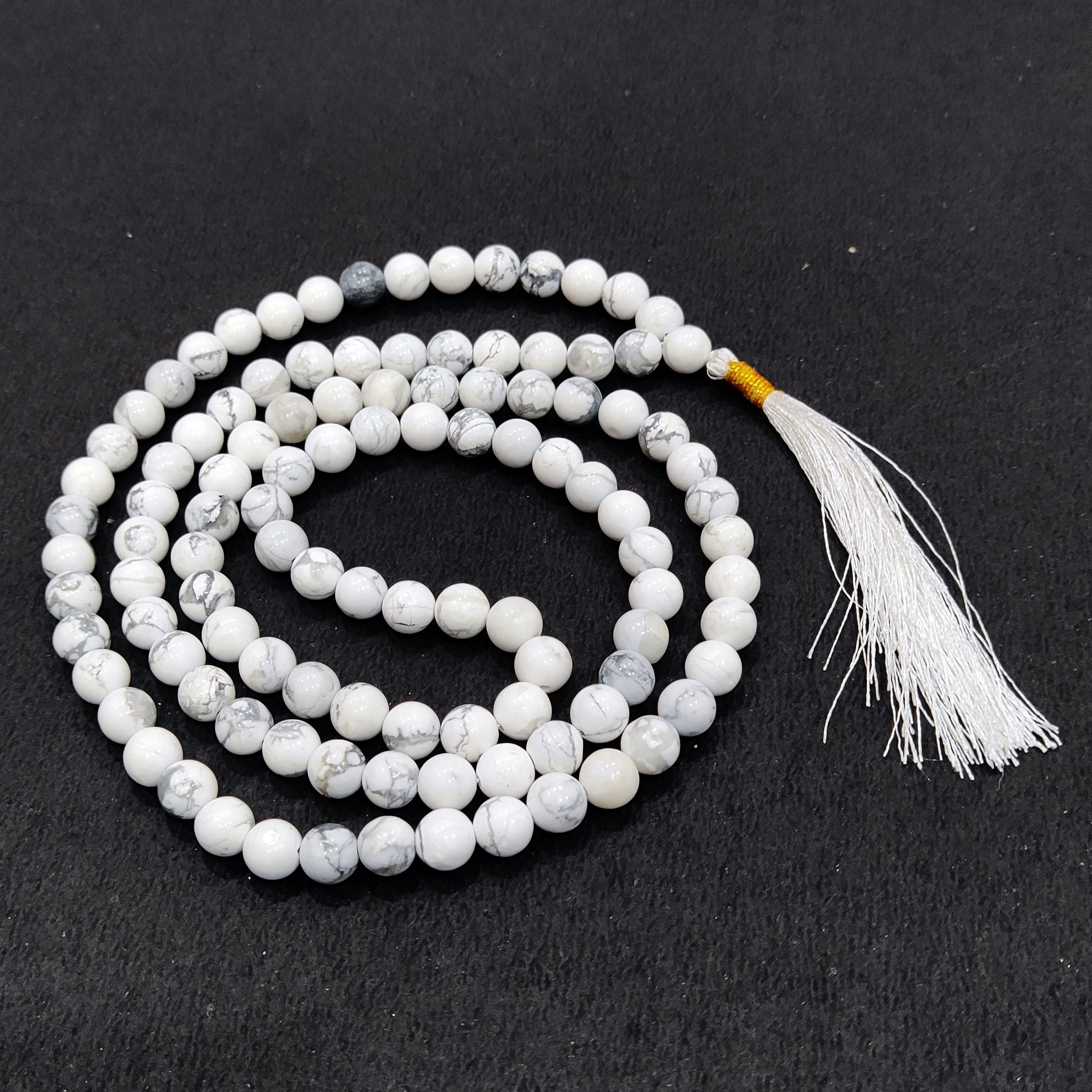 Howlite Natural With Certified Japa Mala 108 + 1 Beads